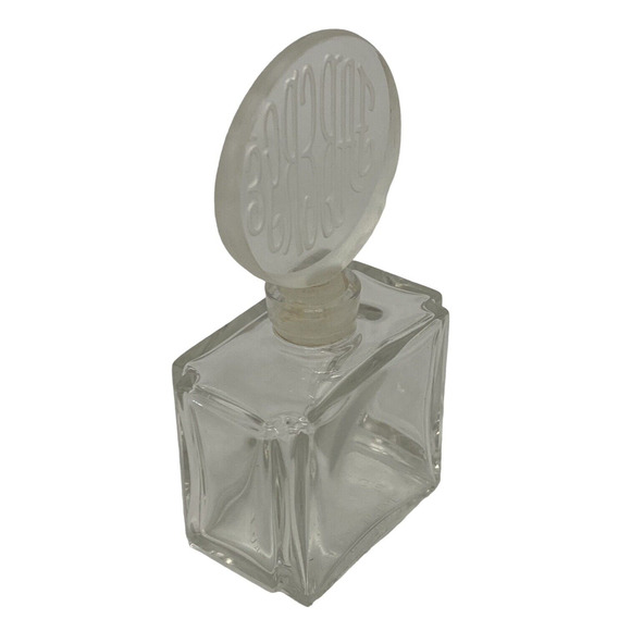 Faberge 4" Perfume Cologne Bottle France Art Glass Crystal Etched Disc Stopper - Picture 4 of 14